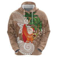 Polynesian Zip Hoodie Tropical Santa - Plumeria Beige Vintage LT7 - Polynesian Pride