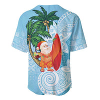 Polynesian Baseball Jersey Tropical Santa - Plumeria Turquoise Vintage LT7 - Polynesian Pride