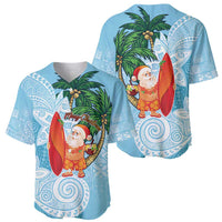 Polynesian Baseball Jersey Tropical Santa - Plumeria Turquoise Vintage LT7 - Polynesian Pride