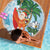 Polynesian Beach Blanket Tropical Santa - Plumeria Turquoise Vintage