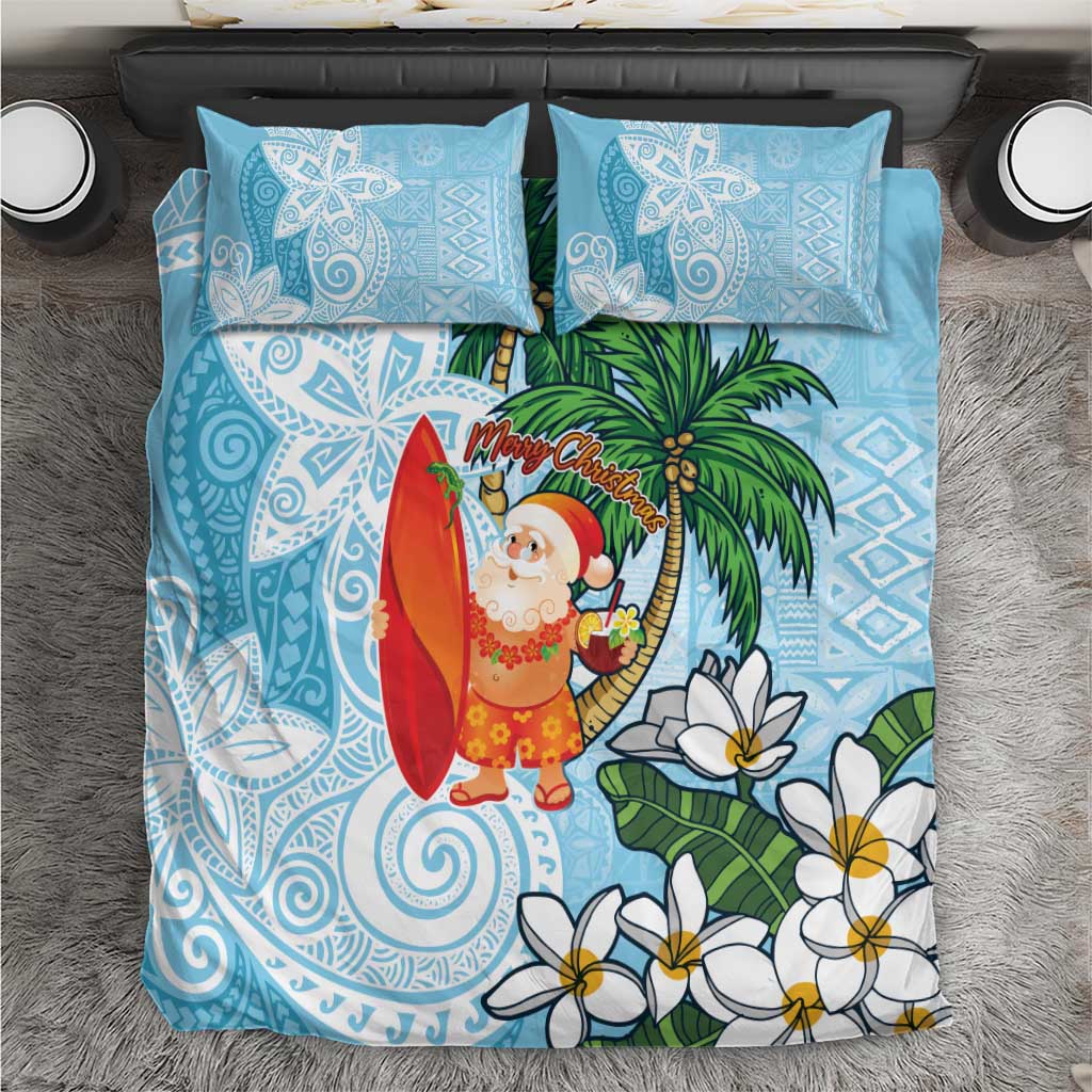 Polynesian Bedding Set Tropical Santa - Plumeria Turquoise Vintage LT7 Turquoise - Polynesian Pride