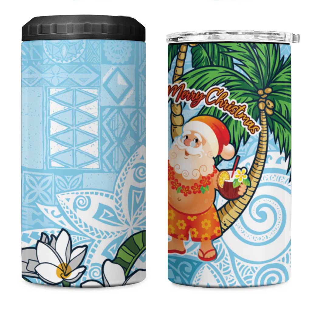 Polynesian 4 in 1 Can Cooler Tumbler Tropical Santa - Plumeria Turquoise Vintage LT7 One Size: 16 oz Turquoise - Polynesian Pride