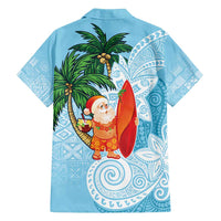 Polynesian Family Matching Long Sleeve Bodycon Dress and Hawaiian Shirt Tropical Santa - Plumeria Turquoise Vintage LT7 - Polynesian Pride