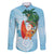 Polynesian Family Matching Mermaid Dress and Hawaiian Shirt Tropical Santa - Plumeria Turquoise Vintage