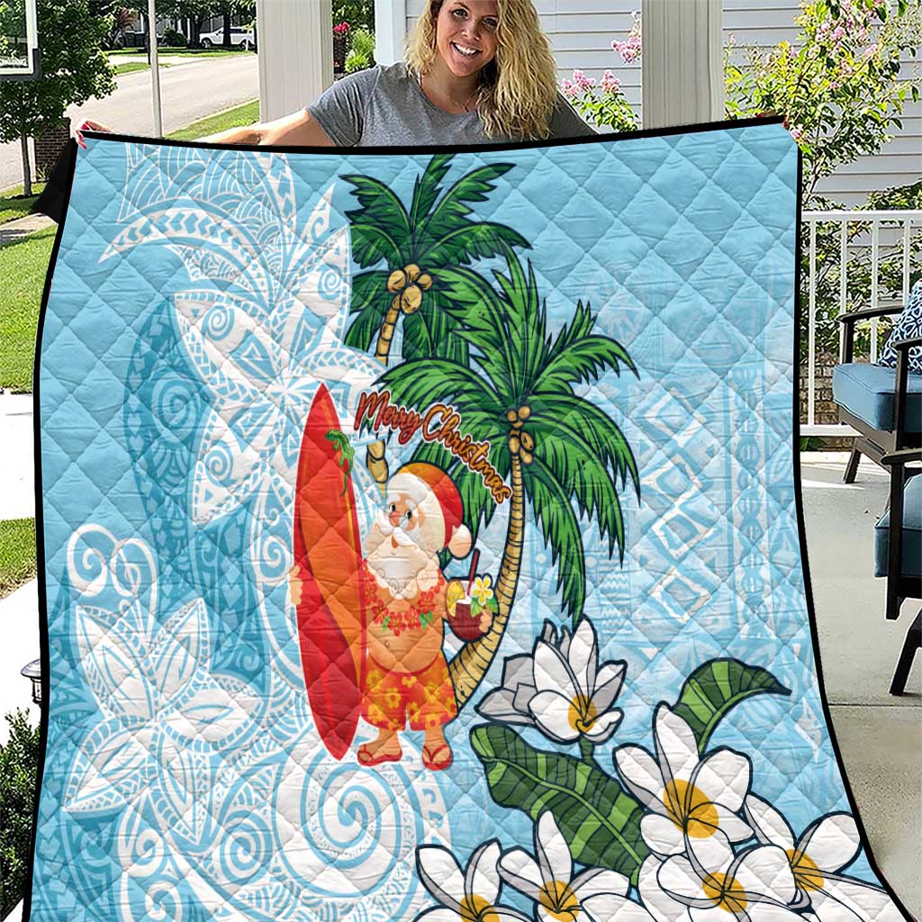 Polynesian Quilt Tropical Santa - Plumeria Turquoise Vintage LT7 Turquoise - Polynesian Pride