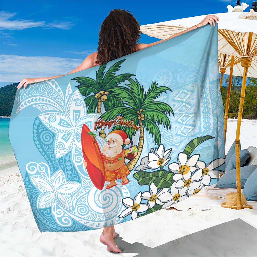 Polynesian Sarong Tropical Santa - Plumeria Turquoise Vintage LT7 One Size 44 x 66 inches Turquoise - Polynesian Pride