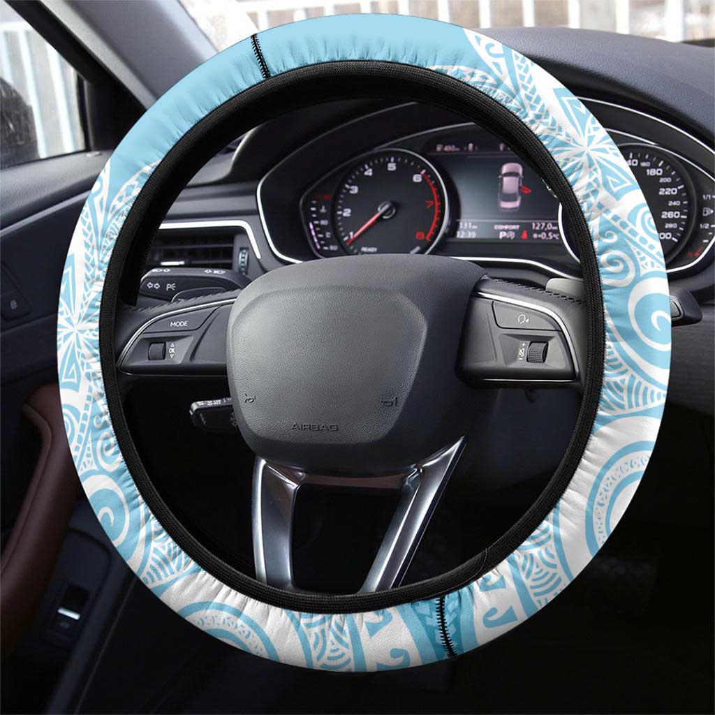 Polynesian Steering Wheel Cover Tropical Santa - Plumeria Turquoise Vintage LT7 - Polynesian Pride