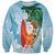 Polynesian Sweatshirt Tropical Santa - Plumeria Turquoise Vintage