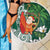 Polynesian Beach Blanket Tropical Santa - Plumeria Green Vintage