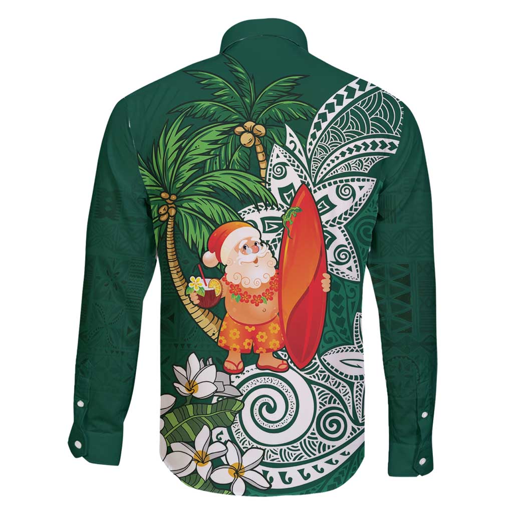 Polynesian Family Matching Mermaid Dress and Hawaiian Shirt Tropical Santa - Plumeria Green Vintage LT7 - Polynesian Pride