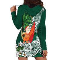 Polynesian Hoodie Dress Tropical Santa - Plumeria Green Vintage