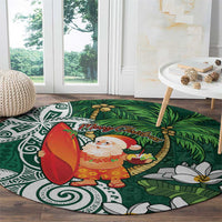 Polynesian Round Carpet Tropical Santa - Plumeria Green Vintage LT7 - Polynesian Pride
