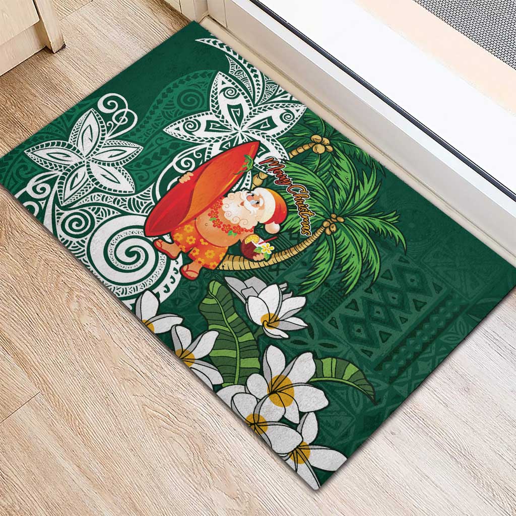 Polynesian Rubber Doormat Tropical Santa - Plumeria Green Vintage LT7 - Polynesian Pride