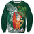 Polynesian Sweatshirt Tropical Santa - Plumeria Green Vintage