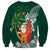 Polynesian Sweatshirt Tropical Santa - Plumeria Green Vintage