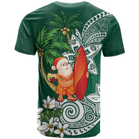 Polynesian T Shirt Tropical Santa - Plumeria Green Vintage