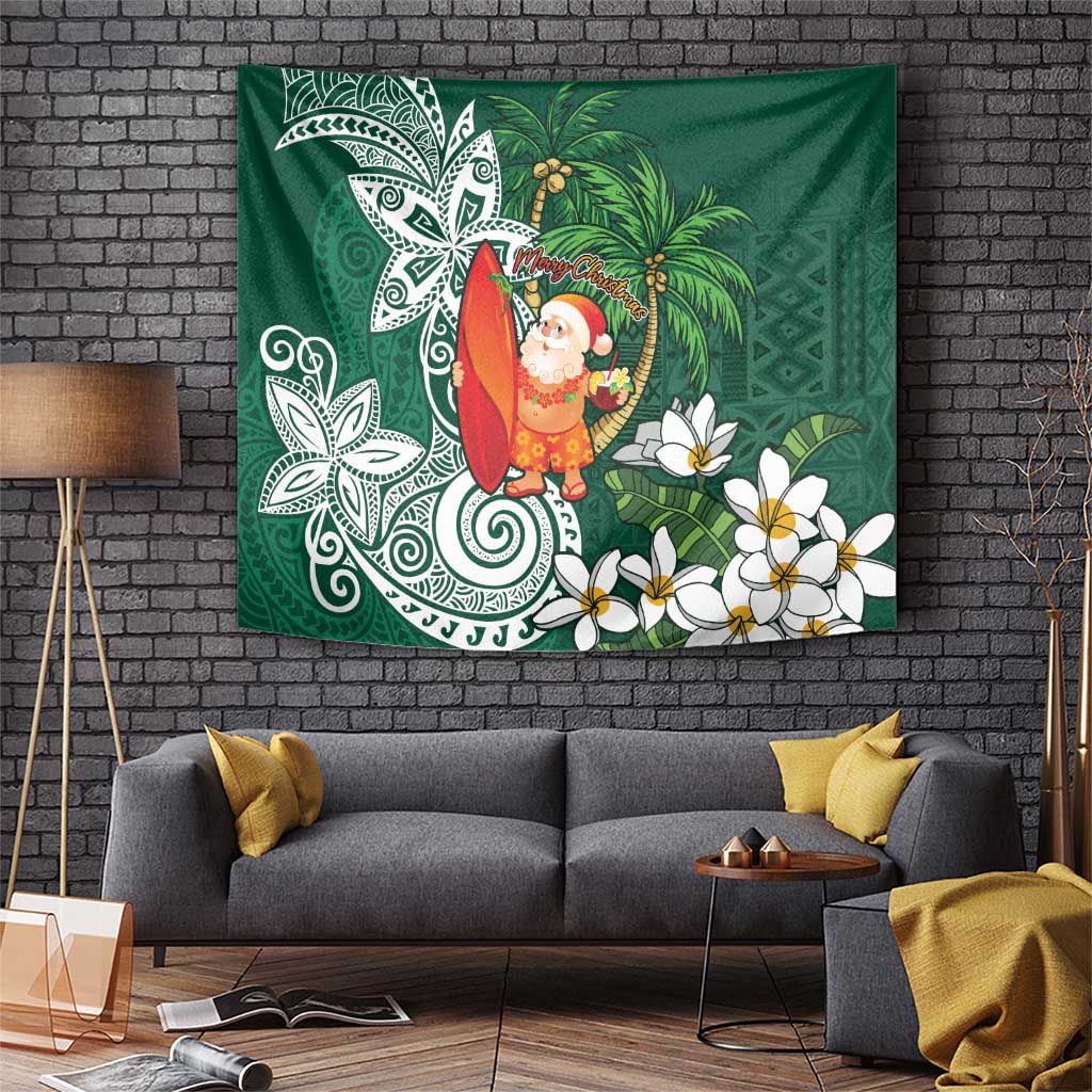 Polynesian Tapestry Tropical Santa - Plumeria Green Vintage LT7 Green - Polynesian Pride