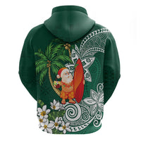 Polynesian Zip Hoodie Tropical Santa - Plumeria Green Vintage LT7 - Polynesian Pride