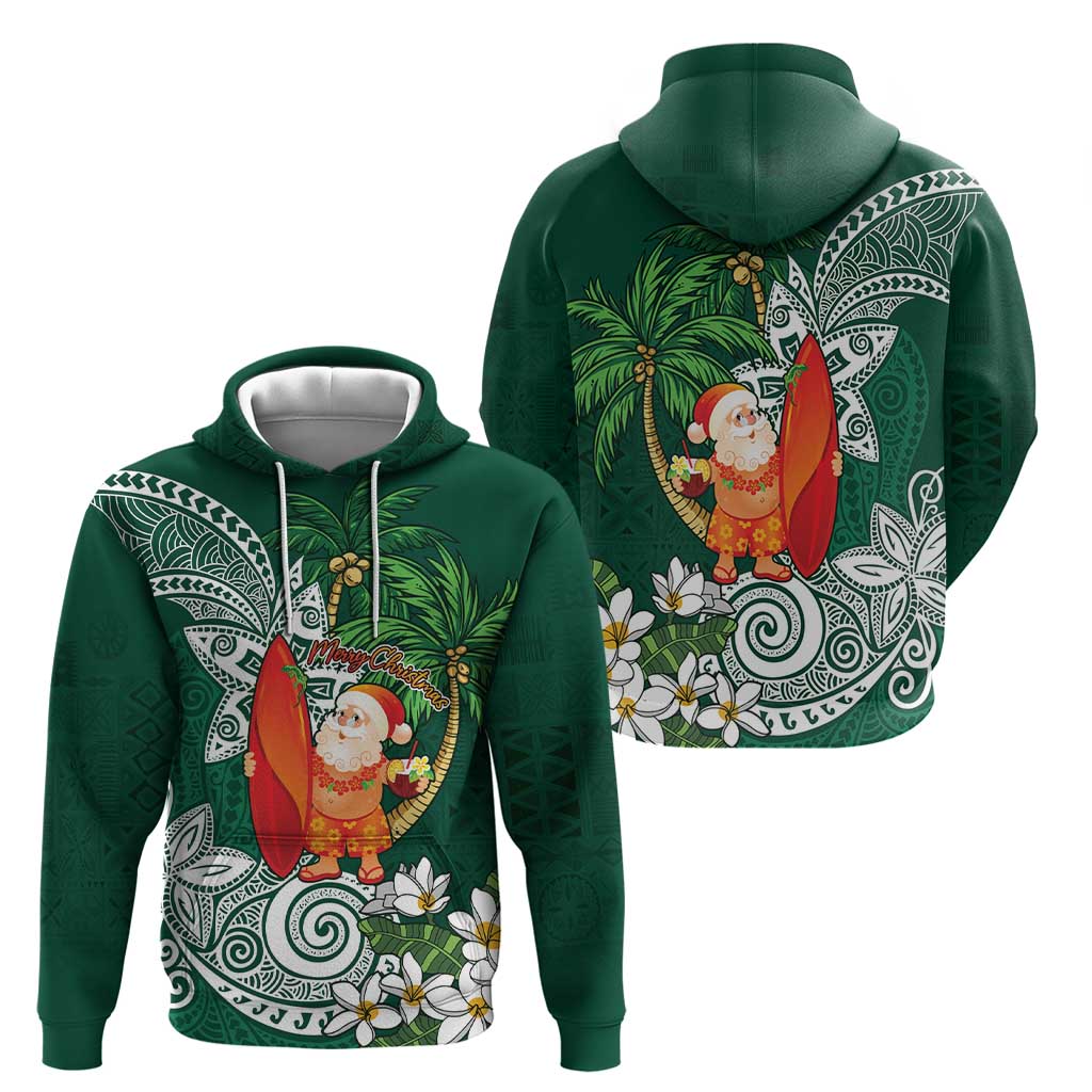 Polynesian Zip Hoodie Tropical Santa - Plumeria Green Vintage LT7 - Polynesian Pride