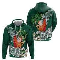 Polynesian Zip Hoodie Tropical Santa - Plumeria Green Vintage LT7 - Polynesian Pride