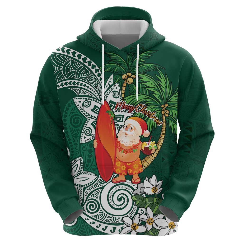 Polynesian Zip Hoodie Tropical Santa - Plumeria Green Vintage LT7 - Polynesian Pride