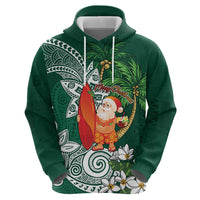 Polynesian Zip Hoodie Tropical Santa - Plumeria Green Vintage LT7 - Polynesian Pride