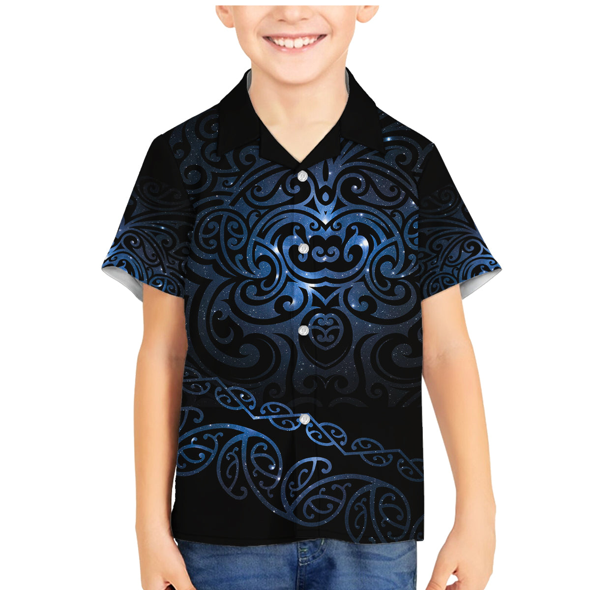 New Zealand Matariki Family Matching Mermaid Dress and Hawaiian Shirt Cosmic Style LT7 Son's Shirt Galaxy - Polynesian Pride