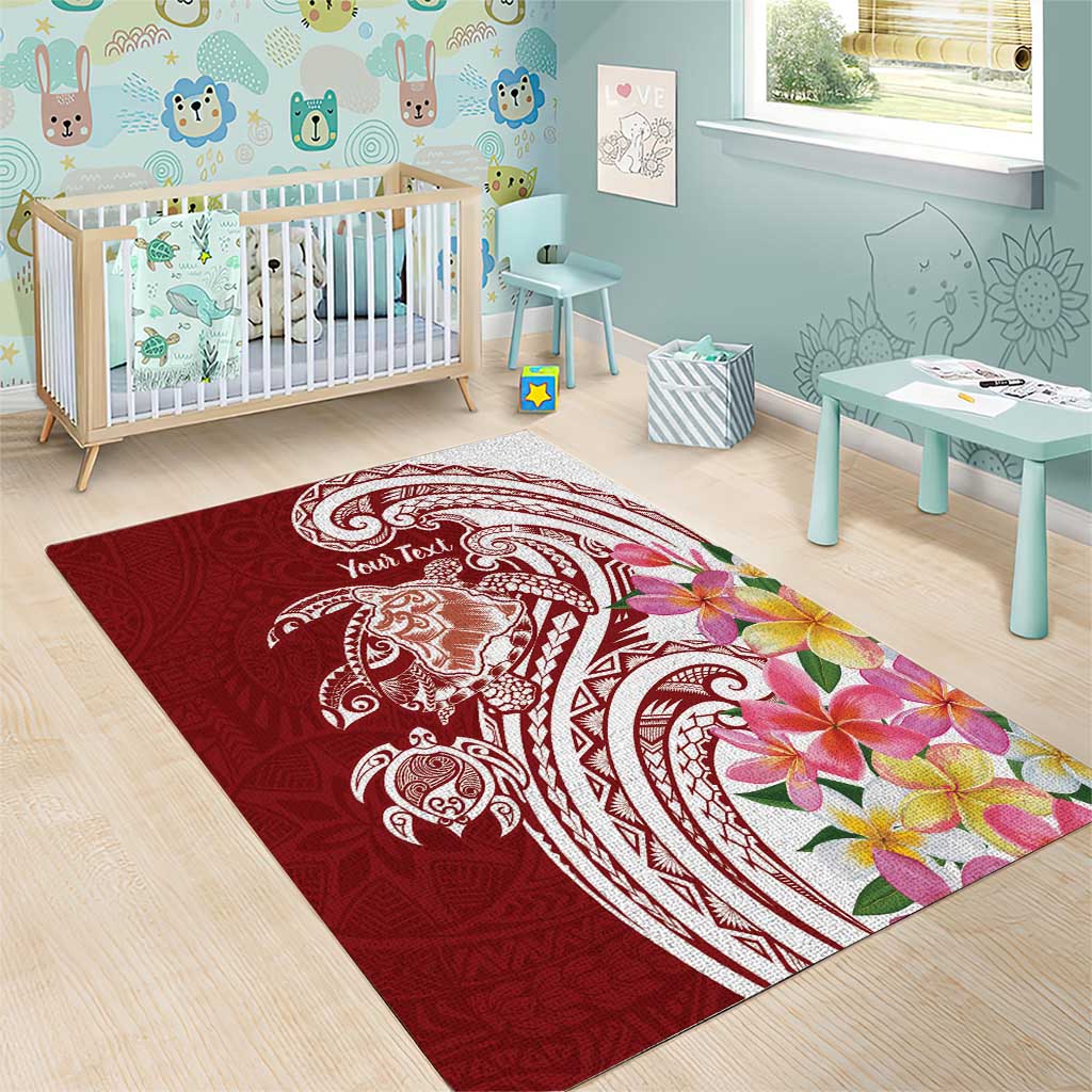 Aloha Hawaii Island Personalized Area Rug Crimson Dreamy Turtle