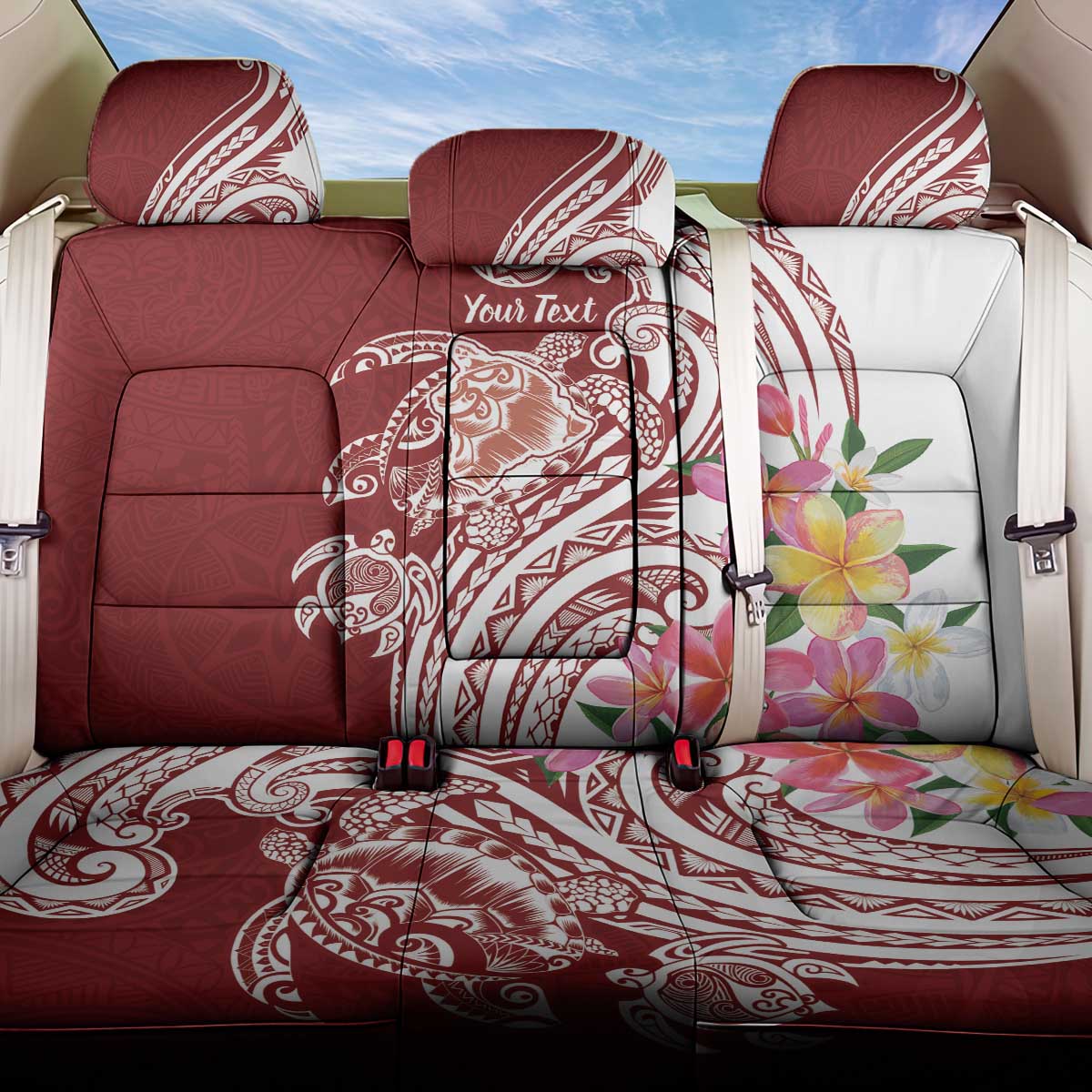 Aloha Hawaii Island Personalized Back Car Seat Cover Crimson Dreamy Turtle