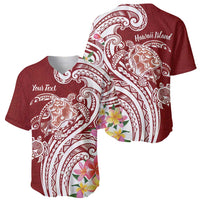 Aloha Hawaii Island Personalized Baseball Jersey Crimson Dreamy Turtle