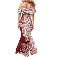 Aloha Hawaii Island Personalized Family Matching Mermaid Dress and Hawaiian Shirt Crimson Dreamy Turtle