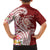 Aloha Hawaii Island Personalized Family Matching Off The Shoulder Long Sleeve Dress and Hawaiian Shirt Crimson Dreamy Turtle