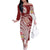 Aloha Hawaii Island Personalized Family Matching Off The Shoulder Long Sleeve Dress and Hawaiian Shirt Crimson Dreamy Turtle
