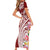 Aloha Hawaii Island Personalized Family Matching Short Sleeve Bodycon Dress and Hawaiian Shirt Crimson Dreamy Turtle