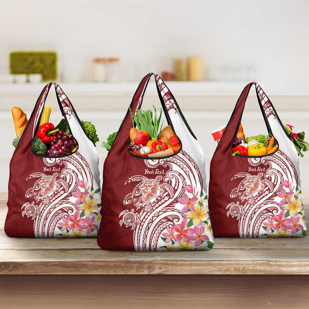 Aloha Hawaii Island Personalized Grocery Bag Crimson Dreamy Turtle