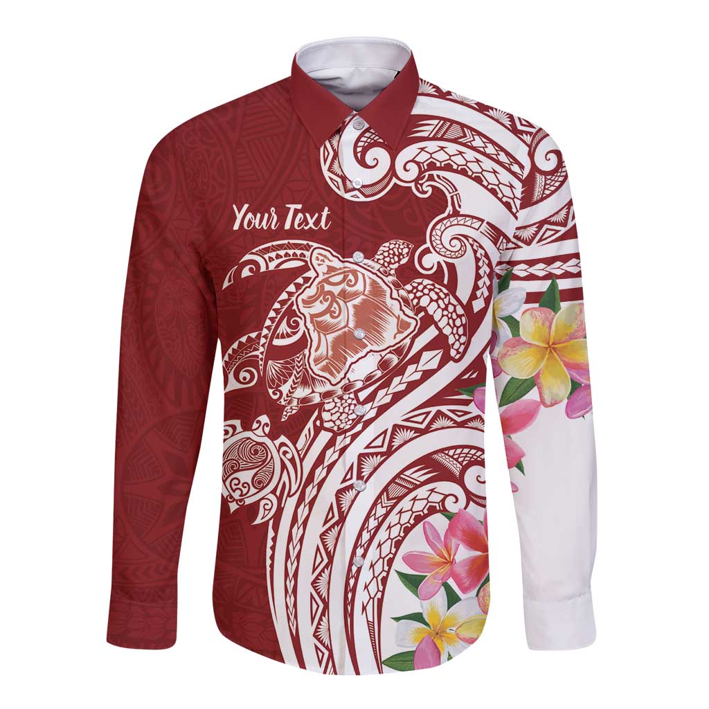 Aloha Hawaii Island Personalized Long Sleeve Button Shirt Crimson Dreamy Turtle
