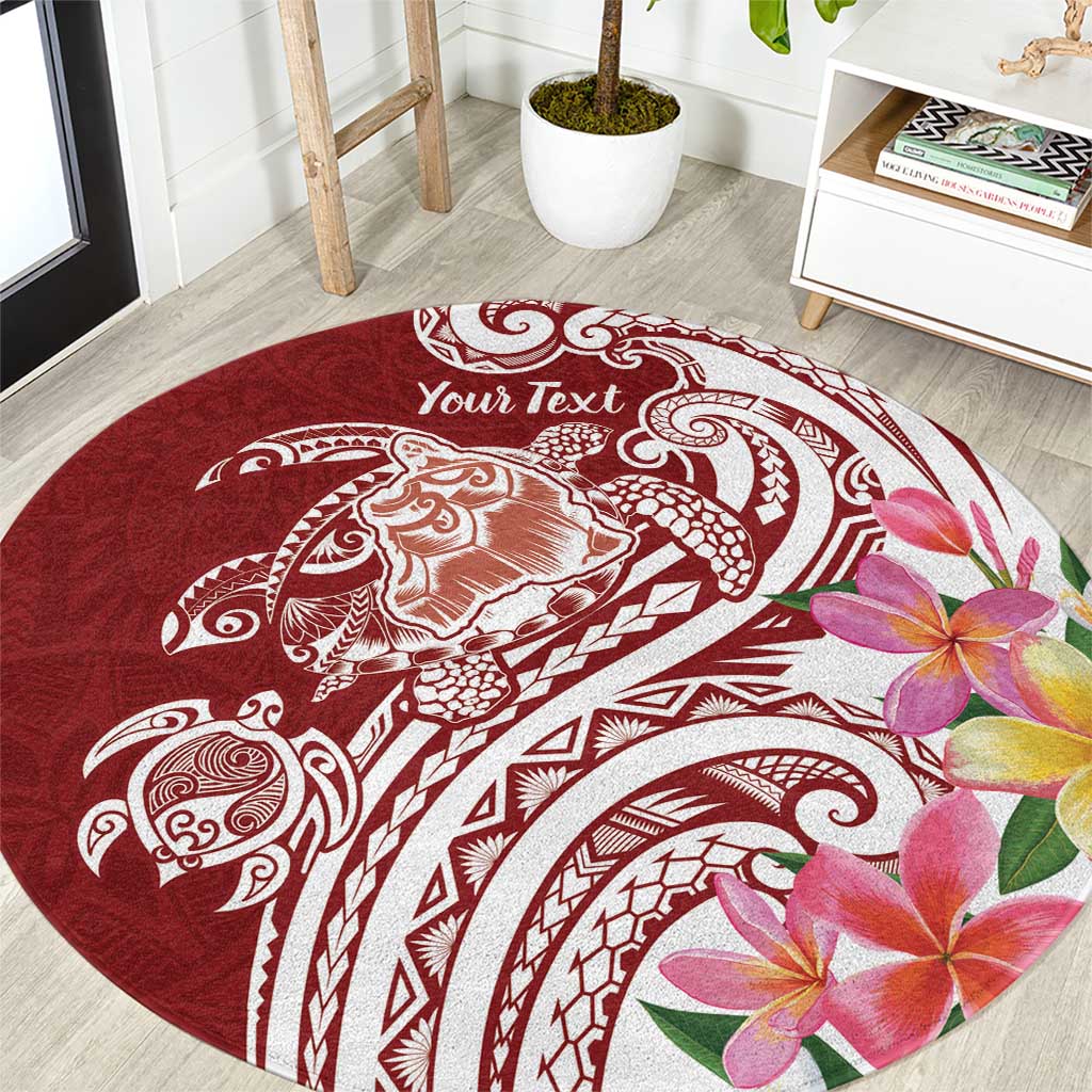 Aloha Hawaii Island Personalized Round Carpet Crimson Dreamy Turtle LT7 Red - Polynesian Pride