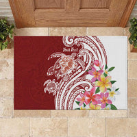 Aloha Hawaii Island Personalized Rubber Doormat Crimson Dreamy Turtle