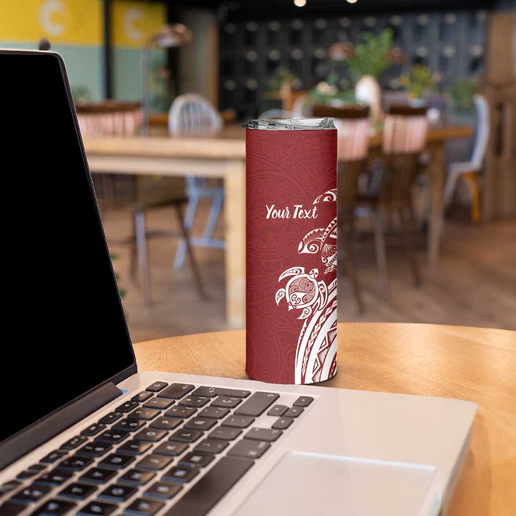 Aloha Hawaii Island Personalized Skinny Tumbler Crimson Dreamy Turtle