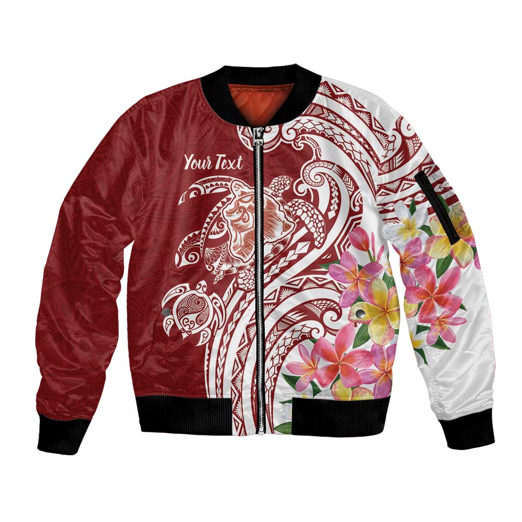 Aloha Hawaii Island Personalized Sleeve Zip Bomber Jacket Crimson Dreamy Turtle LT7 Unisex Red - Polynesian Pride