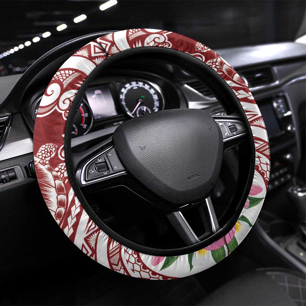 Aloha Hawaii Island Personalized Steering Wheel Cover Crimson Dreamy Turtle