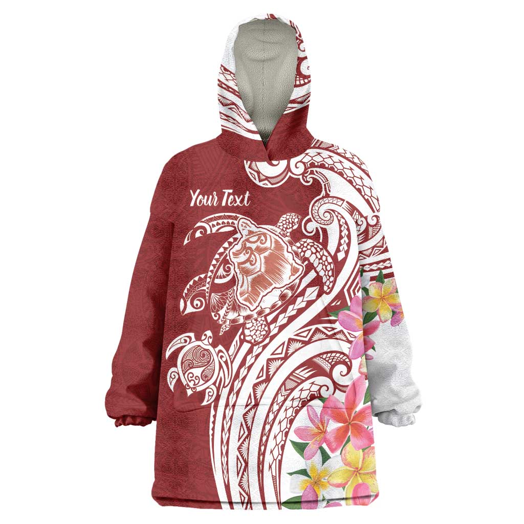 Aloha Hawaii Island Personalized Wearable Blanket Hoodie Crimson Dreamy Turtle LT7 One Size Red - Polynesian Pride
