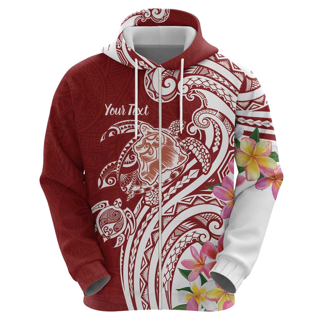 Aloha Hawaii Island Personalized Zip Hoodie Crimson Dreamy Turtle