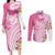 Aloha Maui Island Personalized Couples Matching Long Sleeve Bodycon Dress and Long Sleeve Button Shirt Rose Dreamy Turtle