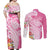 Aloha Maui Island Personalized Couples Matching Off Shoulder Maxi Dress and Long Sleeve Button Shirt Rose Dreamy Turtle