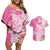 Aloha Maui Island Personalized Couples Matching Off Shoulder Short Dress and Hawaiian Shirt Rose Dreamy Turtle