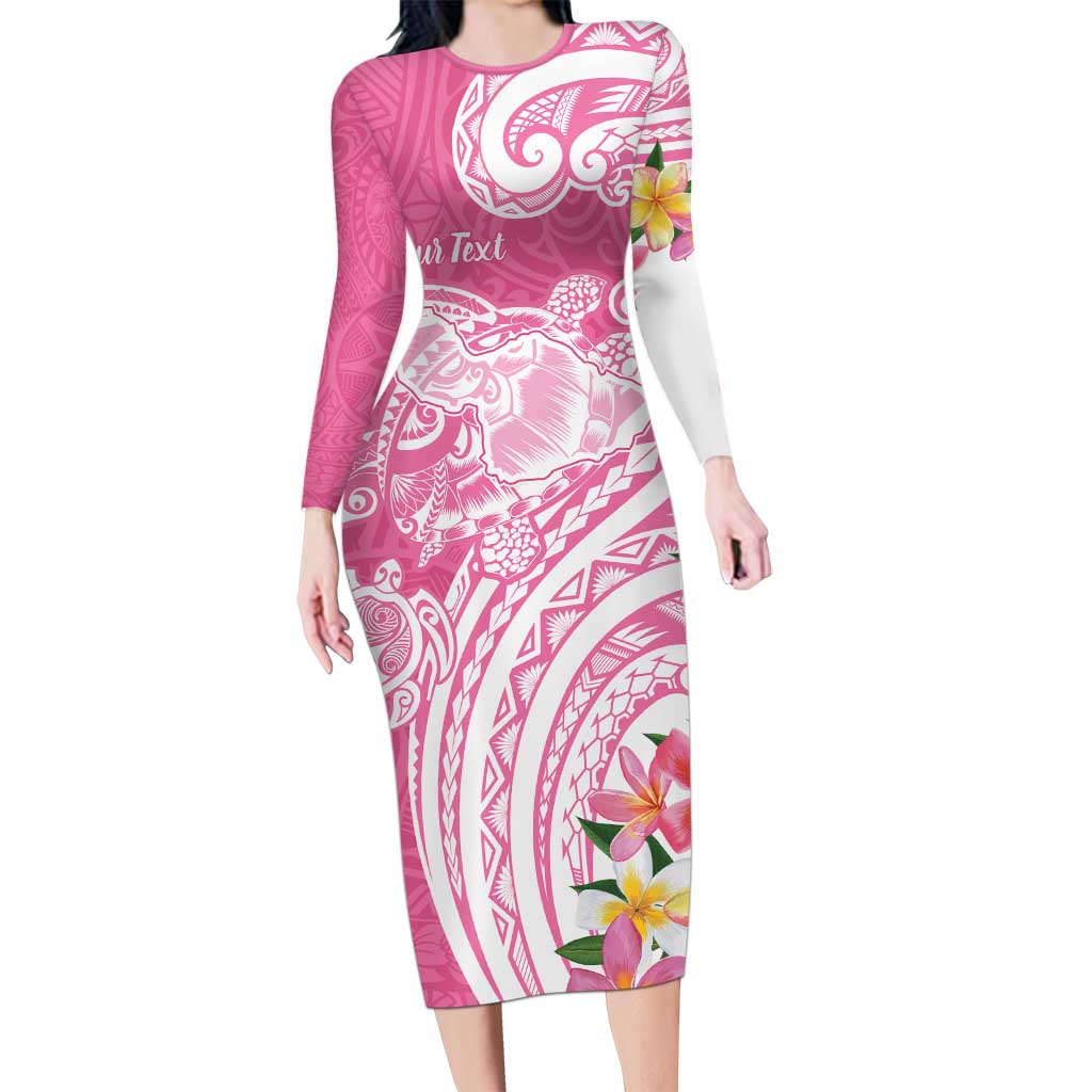 Aloha Maui Island Personalized Family Matching Long Sleeve Bodycon Dress and Hawaiian Shirt Rose Dreamy Turtle