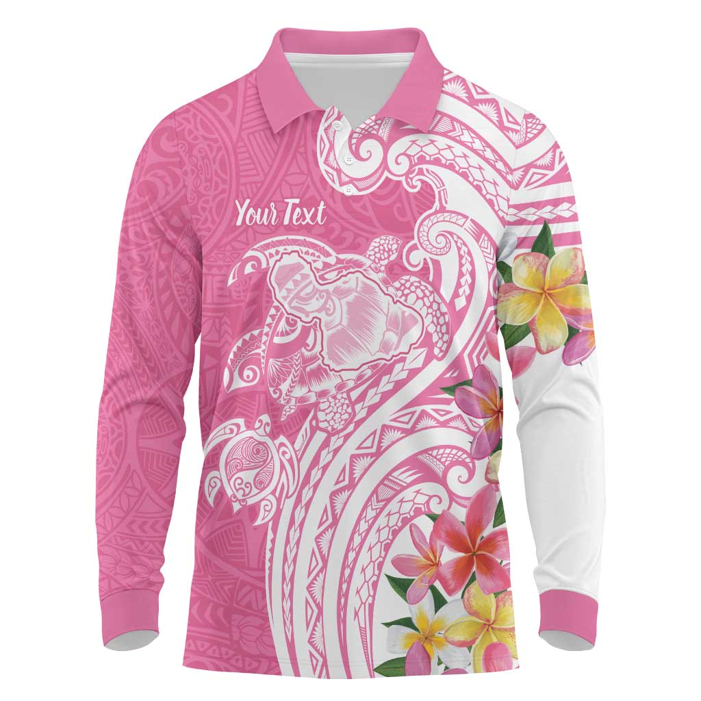 Aloha Maui Island Personalized Long Sleeve Polo Shirt Rose Dreamy Turtle LT7 Rose Pink - Polynesian Pride