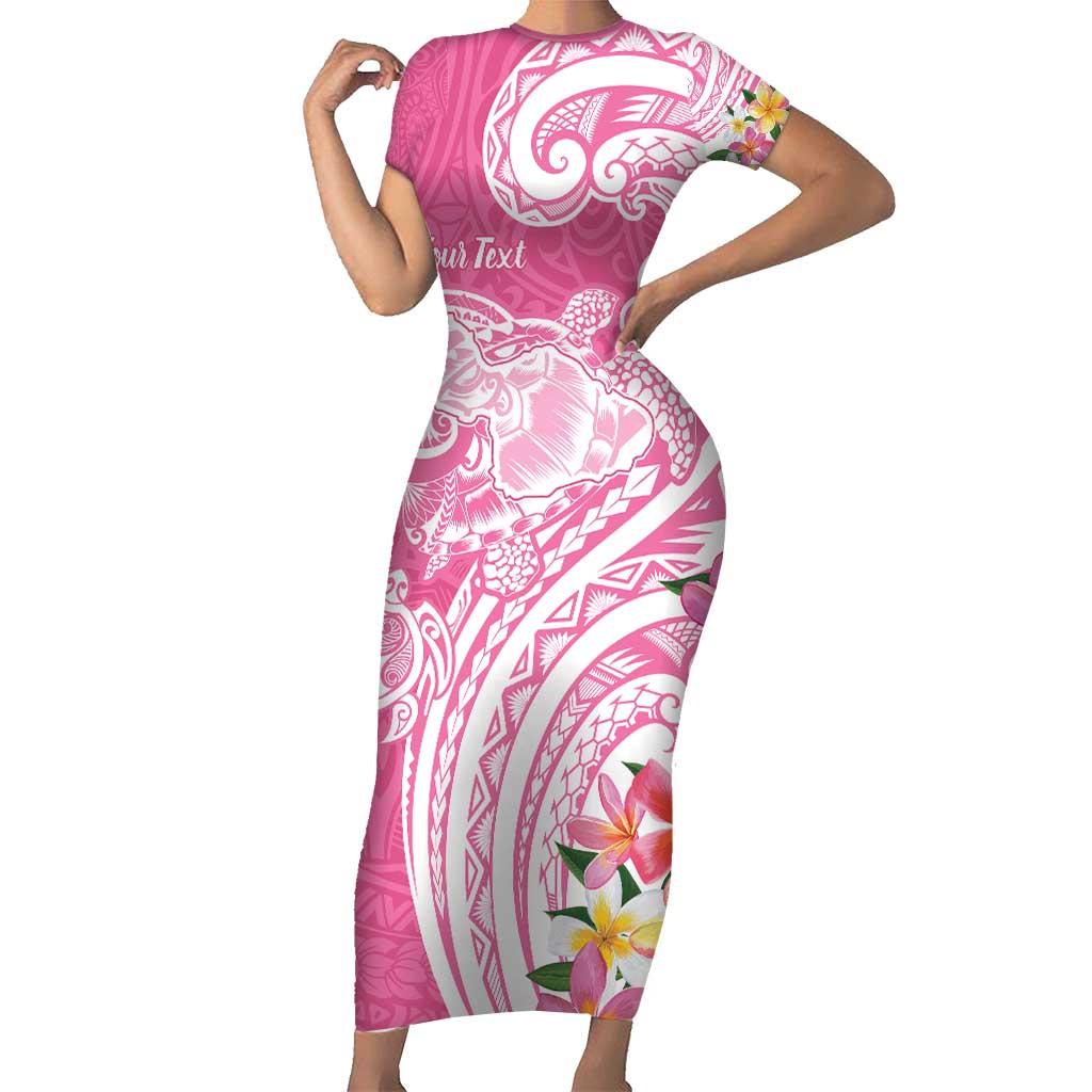Aloha Maui Island Personalized Short Sleeve Bodycon Dress Rose Dreamy Turtle