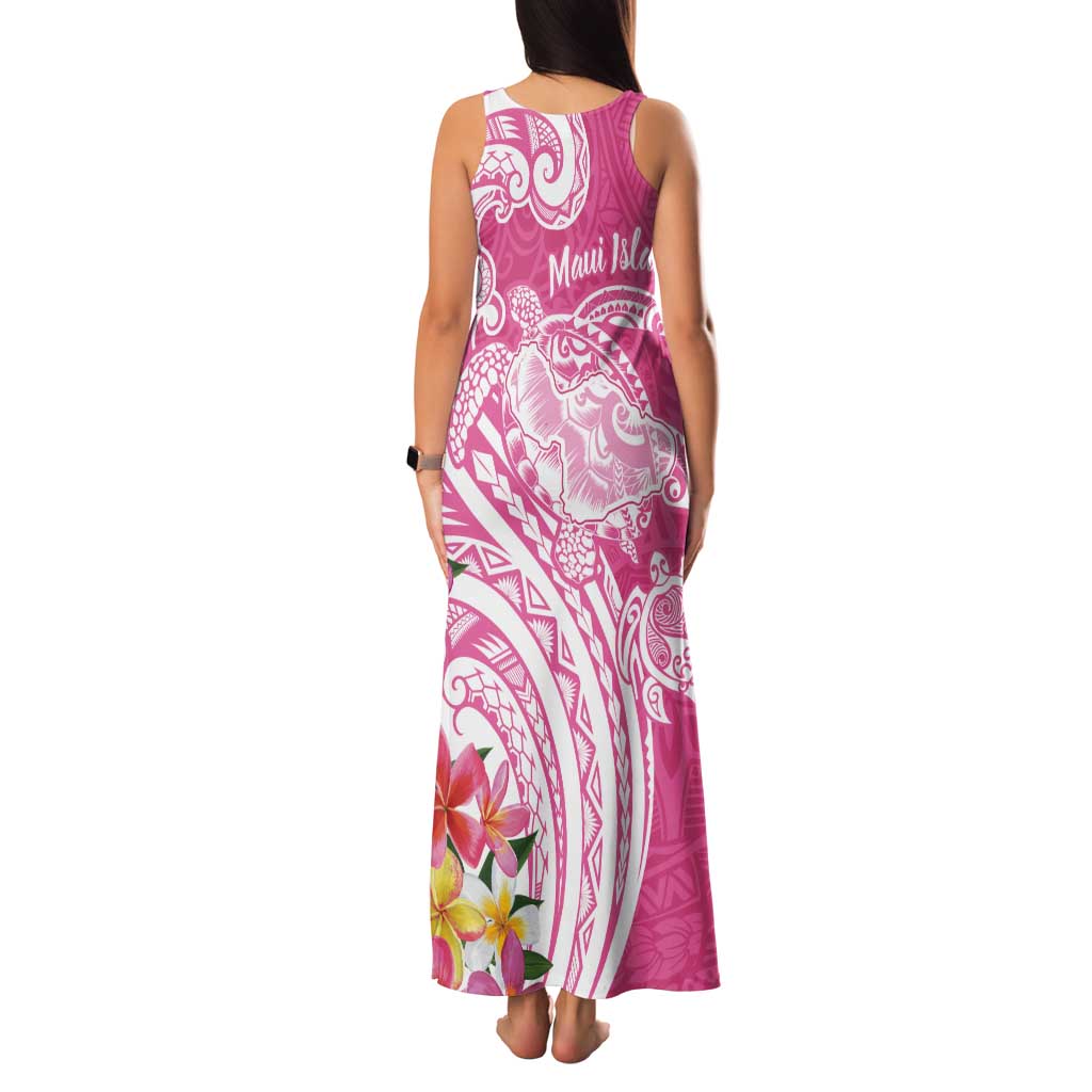 Aloha Maui Island Personalized Tank Maxi Dress Rose Dreamy Turtle LT7 - Polynesian Pride